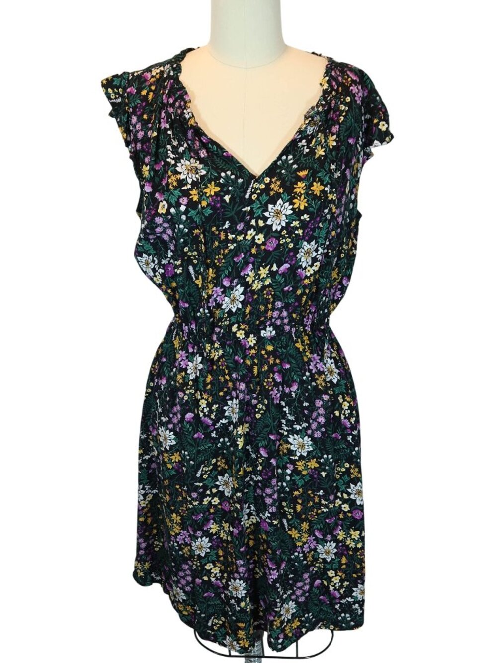 OLD NAVY Flutter Sleeve Floral Dress Size S Garden Party Tea Brunch Fairy Casual